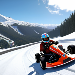 **

"Two karts drifting around a sharp corner on a snowy mountain track in KartRider. One kart is using a shield power-up to protect the other kart in front, exemplifying team protection. Focus on the action and teamwork."

**