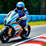 **

"A professional KartRider racer, fully clothed in a stylish racing suit with sponsor logos, speeding around a brightly lit, colorful race track in Poland, appropriate attire, safe for work, perfect anatomy, correct proportions, family-friendly, dynamic action shot, high quality, professional illustration."

**