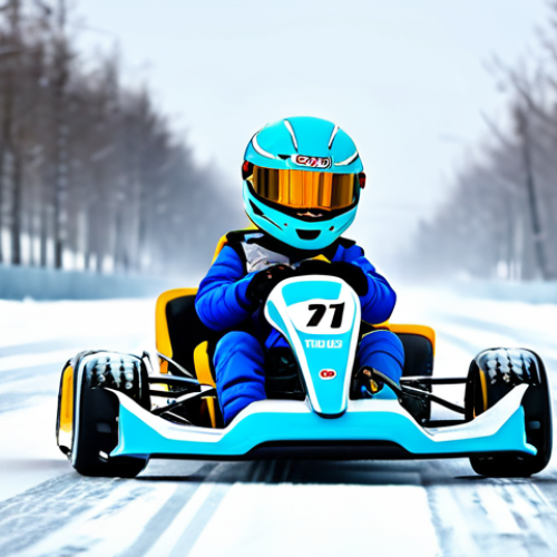 Home 19 Dynamic KartRider Race**
"A vibrant and dynamic scene of a KartRider race on a snowy track, featuring Ice Shark character in a Formula 1-inspired kart, drifting around a corner, snow spraying from the tires, fully clothed in racing attire, appropriate content, safe for work, perfect anatomy, correct proportions, professional digital art, high detail, family-friendly, well-formed hands, proper finger count, natural body proportions, action shot, bright colors, snowy background."
**