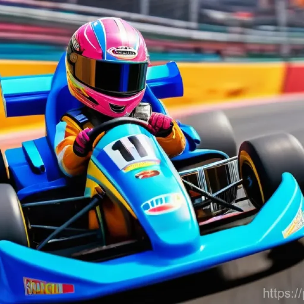 카트라이더 초보 유저를 위한 드리프트 노트 - A determined young racer in a vibrant, cartoonish KartRider world. Their colorful kart is slightly b...