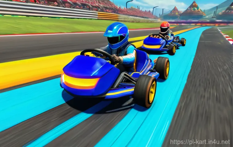 카트라이더 초보 유저와 게임 공략 기법 - **Dynamic Drift Mastery on an Urban Track:**
    A futuristic racing kart, meticulously customized w...