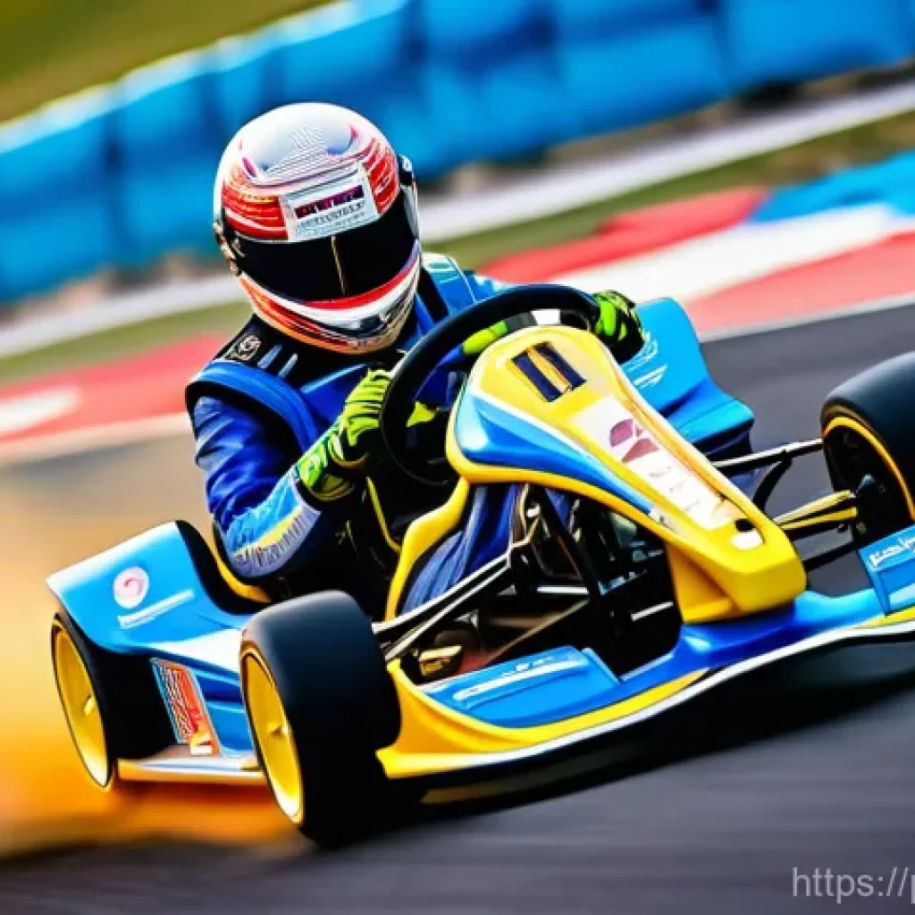 카트라이더 랭킹 시스템 작동 원리 - **Intense Solo Drift**: A dynamic, eye-level shot of a male KartRider racer mid-perfect drift on a v...