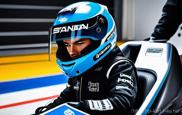 카트라이더 레벨업에 필요한 팁 - **"Mastering the Apex"**: A highly dynamic, wide-angle shot of a single professional racing kart exe...