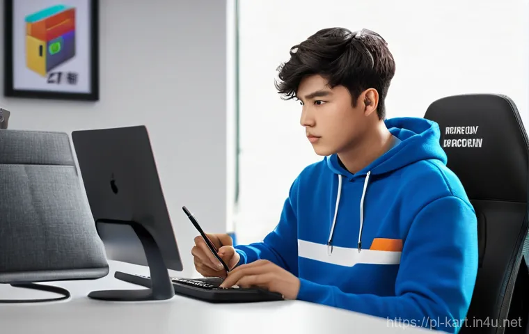 카트라이더 이벤트 참여 방법 - **Prompt:** A focused young male gamer, approximately 17 years old, with neat short hair, sits comfo...