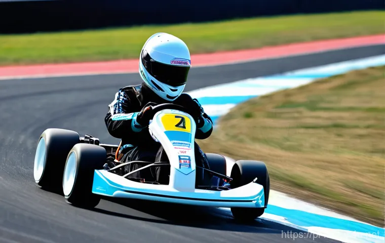 카트라이더 초보 유저와 드리프트 비법 - **Kart Customization and Team Prep:**
    "A bustling, modern racing garage filled with advanced too...