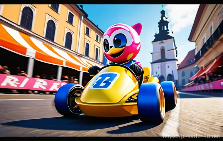 카트라이더 팬아트 대회의 글로벌 트렌드 - **Prompt:** A dynamic and colorful scene depicting iconic KartRider characters, Dao and Diz, in a th...