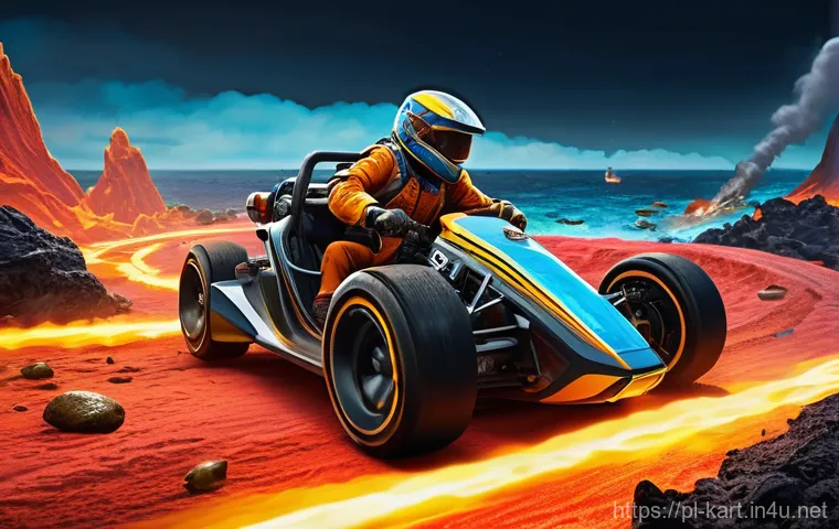 카트라이더 업데이트 공지 분석 - **Prompt:** A focused and intense scene of a skilled KartRider: Drift player (an adult, fully dresse...