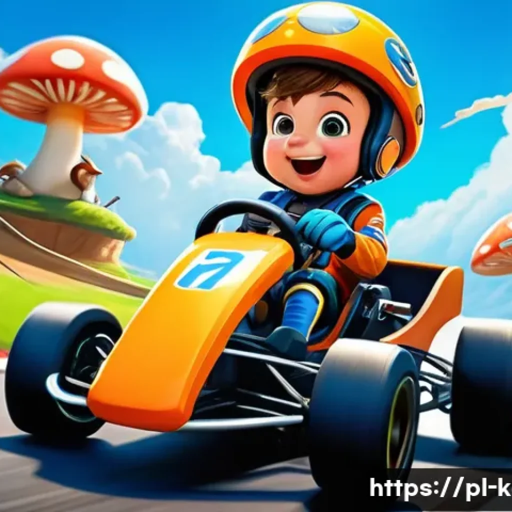 카트라이더 개발 역사 - **Prompt:** A brightly colored, action-packed scene from a KartRider race on a fantasy track. The ka...