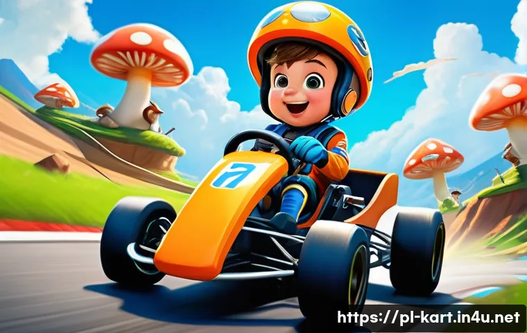 카트라이더 개발 역사 - **Prompt:** A brightly colored, action-packed scene from a KartRider race on a fantasy track. The ka...