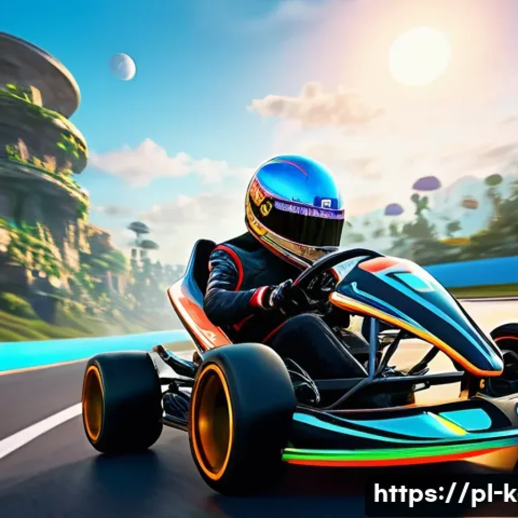 카트라이더 신규 업데이트와 커뮤니티 반응 - A dynamic, vibrant racing scene set in a fantastical, open-world environment. A sleek, customized ra...