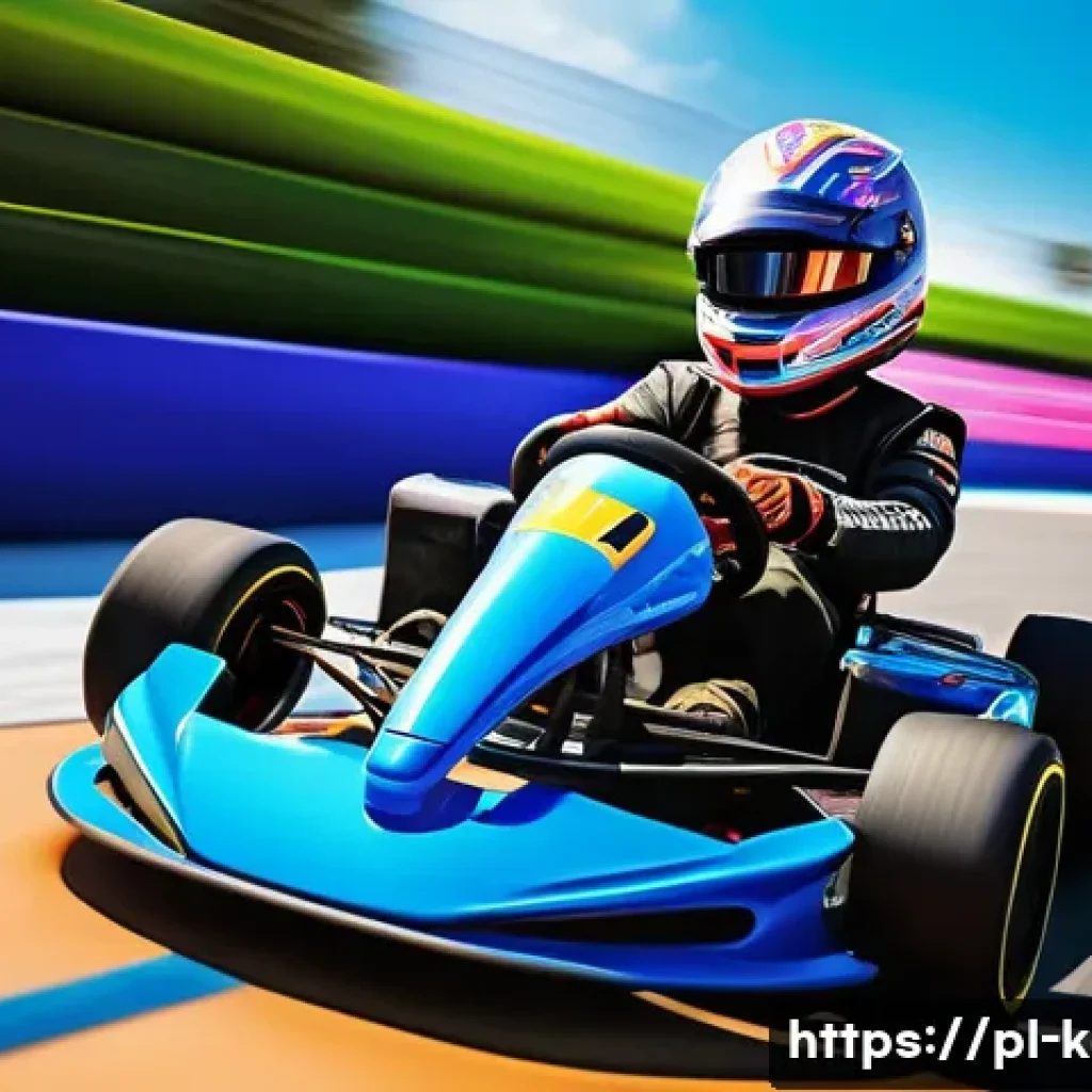 카트라이더 초보 유저의 게임 이해도 향상 - A dynamic kart racing scene set on a colorful, futuristic track inspired by popular arcade racing ga...