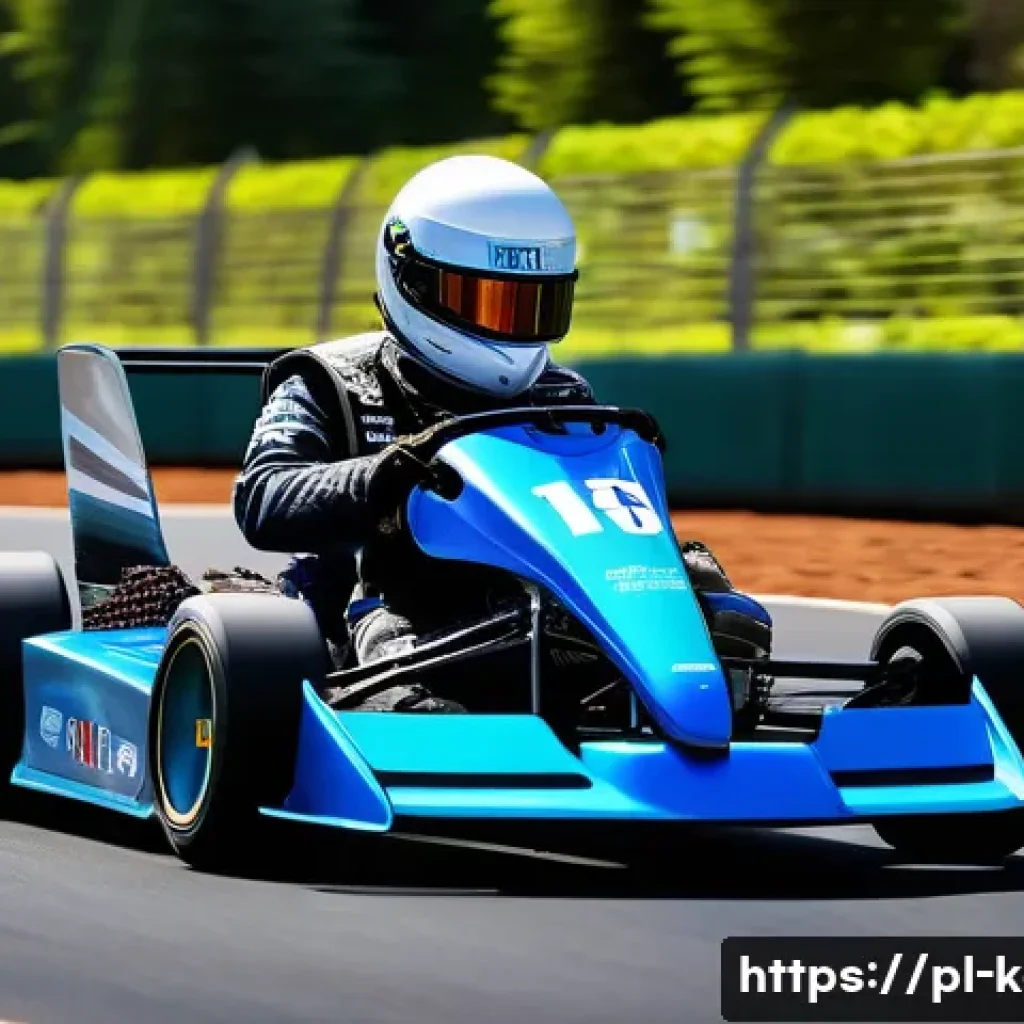 카트라이더 초보 유저를 위한 게임 공략 연습 - A sleek, futuristic racing kart named "Falcon" speeding along a winding race track under a bright bl...