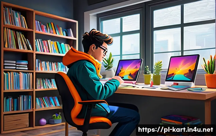 카트라이더 초보 유저의 글로벌 팬아트 대회 성공 사례 - A young digital artist passionately creating colorful fanart inspired by the dynamic and vibrant Kar...