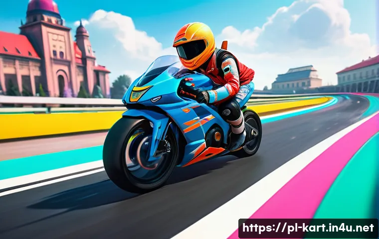 카트라이더 팬아트 커뮤니티 소개 - A vibrant and dynamic fanart scene featuring a young Polish KartRider character racing on a colorful...