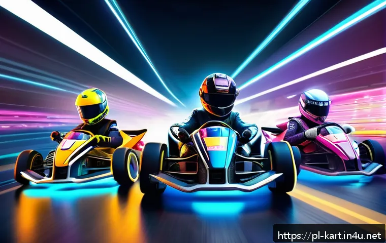 카트라이더 팬아트 대회의 비하인드 스토리 - A vibrant digital illustration of KartRider characters redesigned with futuristic racing outfits and...