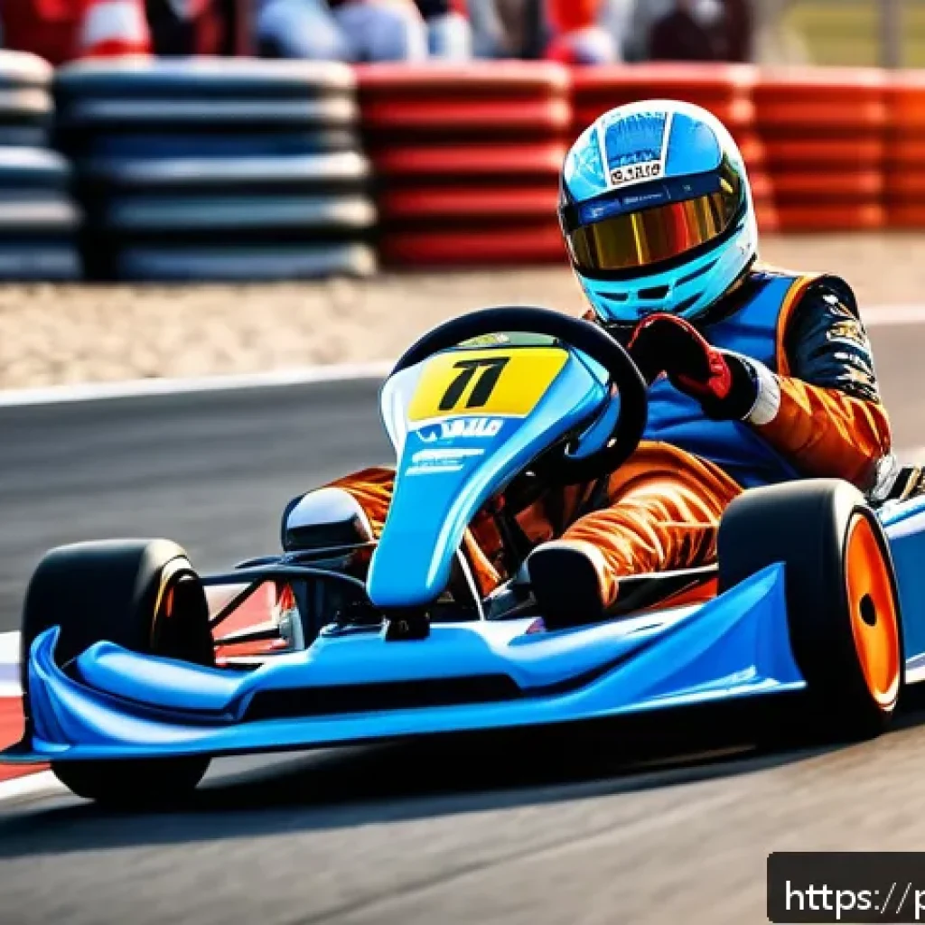 카트라이더 초보 유저의 게임 공략 성공 사례 - A dynamic racing scene on a colorful kart racing track inspired by KartRider, showing a skilled driv...