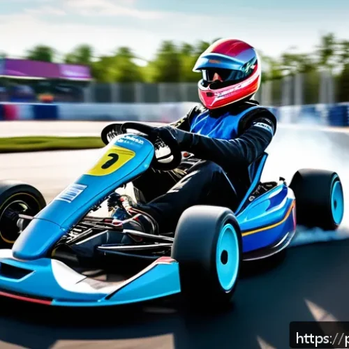 Home 33 카트라이더 레이싱 전략 개발 - A dynamic racing scene on a futuristic kart track inspired by European urban landscapes, featuring a...