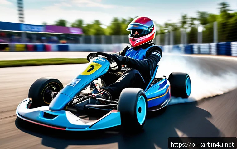 카트라이더 레이싱 전략 개발 - A dynamic racing scene on a futuristic kart track inspired by European urban landscapes, featuring a...