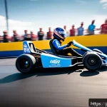 Home 19 카트라이더 신규 업데이트와 드리프트 조언 - A dynamic racing scene on a modern karting track featuring a sleek Turbo Racer X gokart expertly dri...