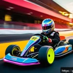 Home 18 카트라이더 신규 유저의 게임 플레이 조언 - A dynamic racing scene featuring a high-speed kart drifting sharply around a tight urban corner at s...