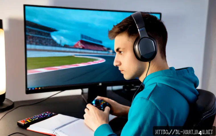 카트라이더 글로벌 대회 준비 가이드 - Photorealistic esports preparation scene in a modern Polish home office, focused young adult gamer w...